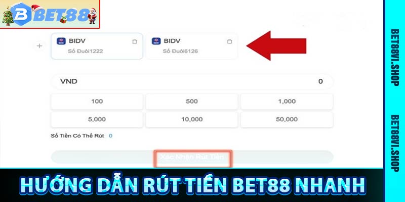 Hướng dẫn rút tiền bet88