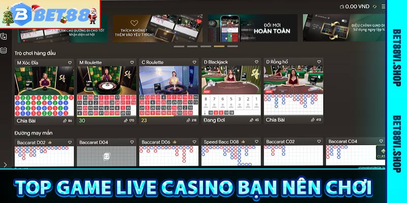 Top game casino trực tiếp bạn nên chơi